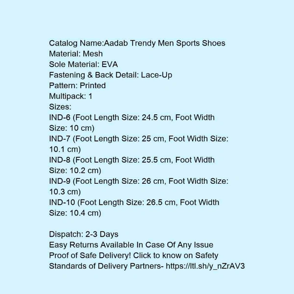 0035 Aadab Trendy Men's Sports Shoes  - 15, 6 days, 24x7, multi color , 9