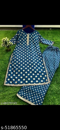 Rayon Gold Printed Trendy Kurta Palazzo Set For Women  - 0, 24x7, multi color , L