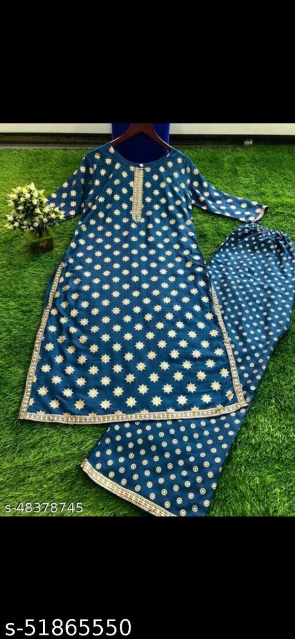Rayon Gold Printed Trendy Kurta Palazzo Set For Women  - 0, 24x7, multi color , XL
