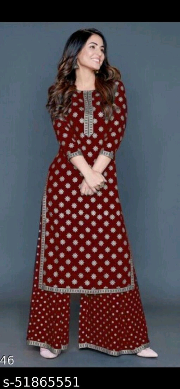 Rayon Gold Printed Trendy Kurta Palazzo Set For Women  - 0, 24x7, multi color , M