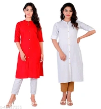 Solid Cotton Fabric Straight Daily Wear Kurti For Women  - 0, 24x7, orange , M