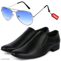 0043 Stylish Men's PU Black Formals Shoes  - 0, 24x7, 8, less black 