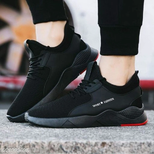 0098 Stylish Men's Synthetic Black Sports Shoes  - 0, 24x7, 8, 4 day, black 