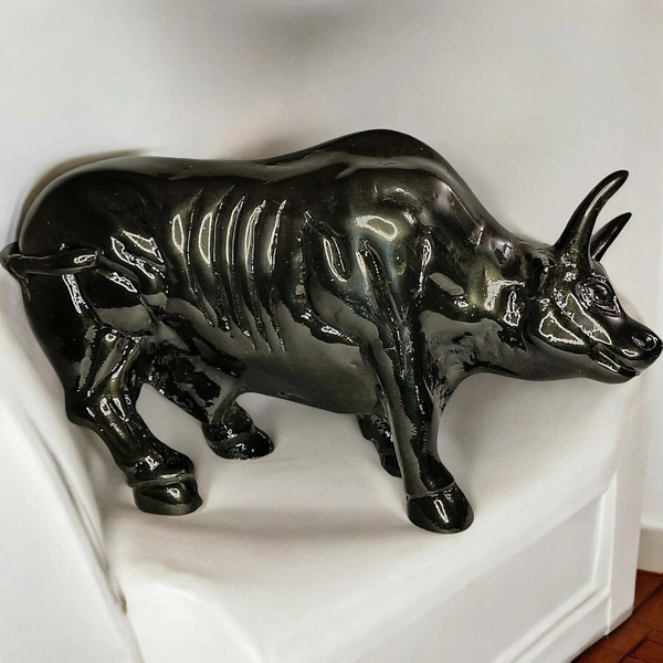Sold By R R Global Exports Bull For Home Decor - L.14.5'' H.8.5'', Balck, Aluminium