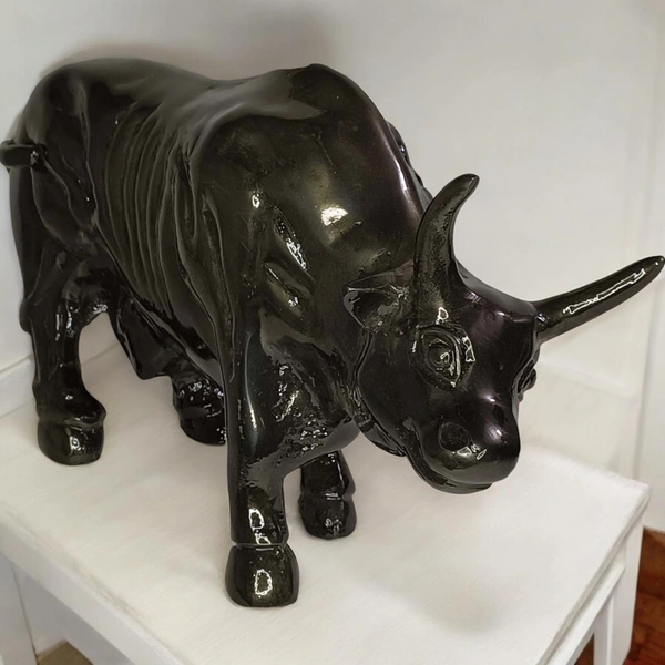 Sold By R R Global Exports Bull For Home Decor - L.14.5'' H.8.5'', Balck, Aluminium