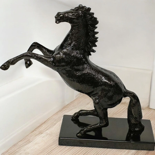 Sold By R R Global Exports Jumping Horse For Home Decor - L.11.5'' H.10.5'' W.3.5'' Base.7'', Black, Aluminium