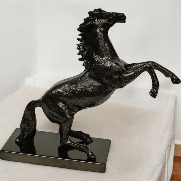 Sold By R R Global Exports Jumping Horse For Home Decor - L.11.5'' H.10.5'' W.3.5'' Base.7'', Black, Aluminium