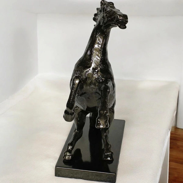 Sold By R R Global Exports Jumping Horse For Home Decor - L.11.5'' H.10.5'' W.3.5'' Base.7'', Black, Aluminium
