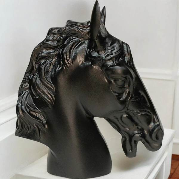 Sold By R R Global Exports Horse Head For Home Decor - H.9'' L.7.5'', Black, Aluminium