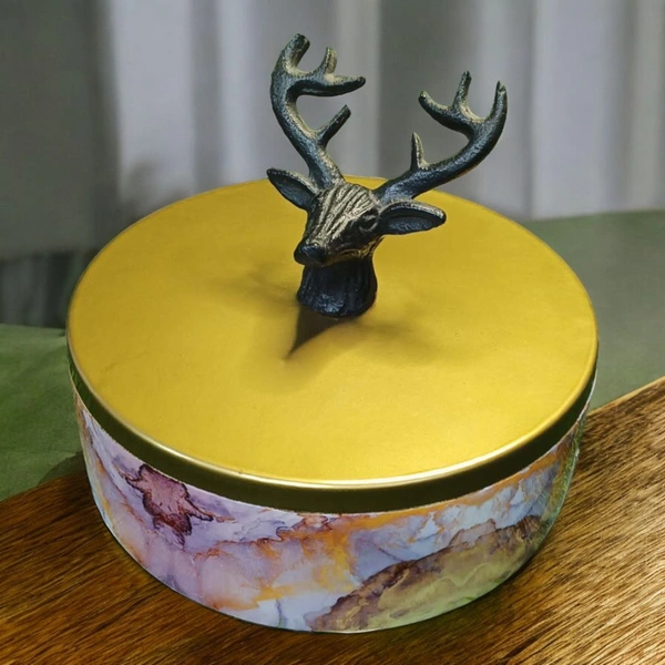 Sold By R R Global Exports Roti Box  - Dia.8'' H.2.5'', Enamel Coated, Wooden