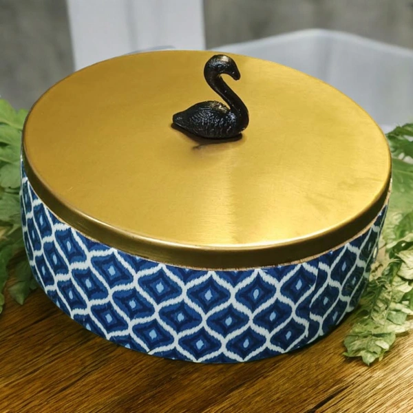 Sold By R R Global Exports Roti Box - Dia.8'' H.2.5'', Enamel Coated, Wooden