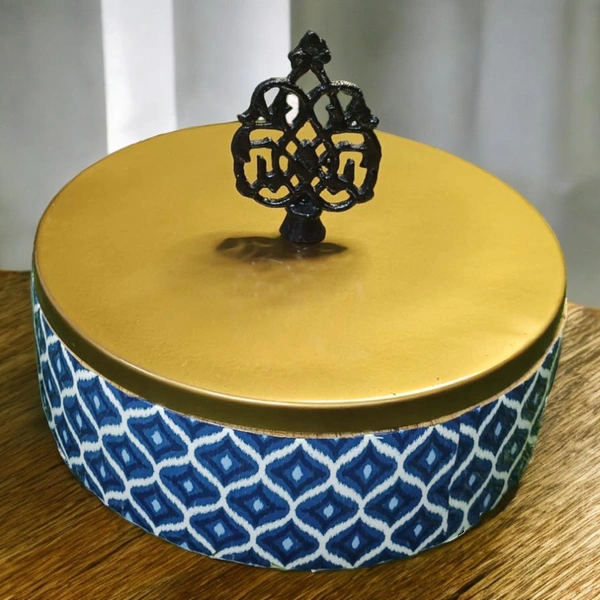 Sold By R R Global Exports Roti Box - Dia.8'' H.2.5'', Enamel Coated, Wooden