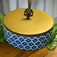 Sold By R R Global Exports Roti Box - Dia.8'' H.2.5'', Enamel Coated, Wooden