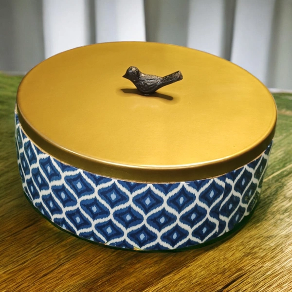 Sold By R R Global Exports Roti Box - Dia.8'' H.2.5'', Enamel Coated, Wooden