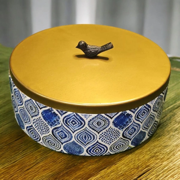 Sold By R R Global Exports Roti Box - Dia.8'' H.2.5'', Enamel Coated, Wooden