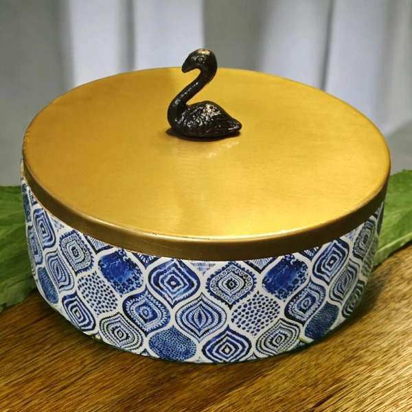 Sold By R R Global Exports Roti Box - Dia.8'' H.2.5'', Enamel Coated, Wooden