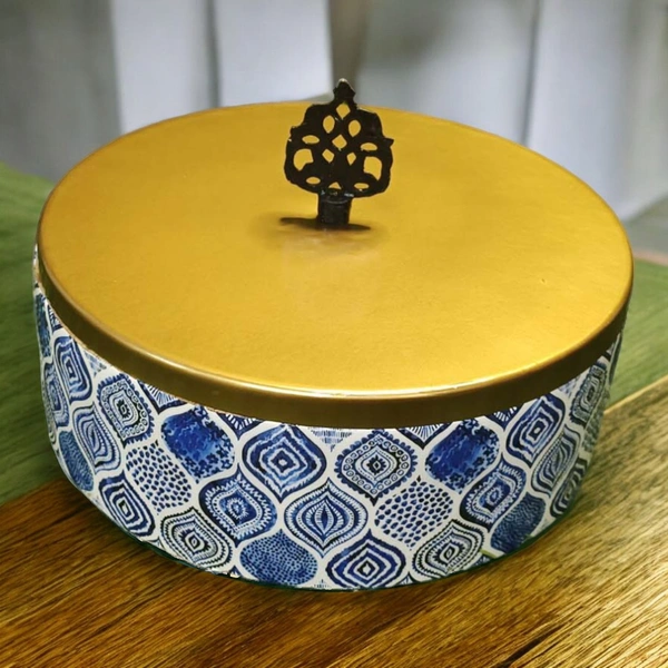 Sold By R R Global Exports Roti Box - Dia.8'' H.2.5'', Enamel Coated, Wooden