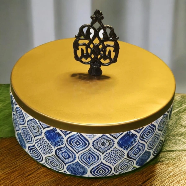 Sold By R R Global Exports Roti Box - Dia.8'' H.2.5'', Enamel Coated, Wooden