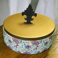 Sold By R R Global Exports Roti Box - Dia.8'' H.2.5'', Enamel Coated, Wooden