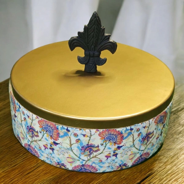 Sold By R R Global Exports Roti Box - Dia.8'' H.2.5'', Enamel Coated, Wooden