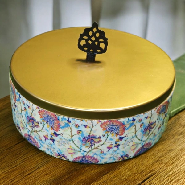 Sold By R R Global Exports Roti Box - Dia.8'' H.2.5'', Enamel Coated, Wooden
