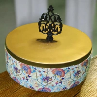 Sold By R R Global Exports Roti Box - Dia.8'' H.2.5'', Enamel Coated, Wooden