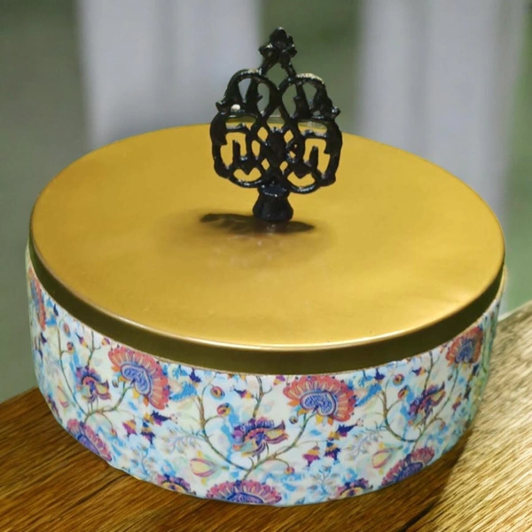 Sold By R R Global Exports Roti Box - Dia.8'' H.2.5'', Enamel Coated, Wooden