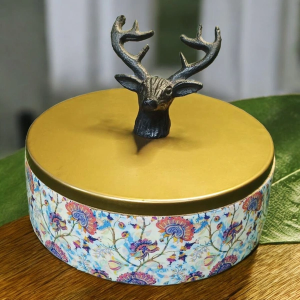 Sold By R R Global Exports Roti Box - Dia.8'' H.2.5'', Enamel Coated, Wooden
