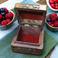 Sold By R R Global Exports Jewellery Box With Full Carving - L.4'' W.4'' H.2.5'', Natural Polish