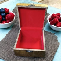 Sold By R R Global Exports Jewellery Box With Design - L.6'' W.6'' H.3.5'', Natural Polish, Wooden