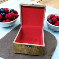 Sold By R R Global Exports Jewellery Box With Design - L.6'' W.6'' H.3.5'', Natural Polish, Wooden
