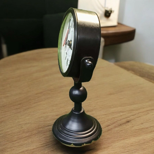 Sold By R R Global Exports Table Clock For Home Decor  - H.9.5'' L.6.5'' Base. 4'', Black, Iron