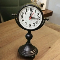 Sold By R R Global Exports Table Clock For Home Decor  - H.9.5'' L.6.5'' Base. 4'', Black, Iron