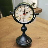 Sold By R R Global Exports Table Clock For Home Decor - H.9.5'' L.6.5'' Base. 4'', Black, Iron
