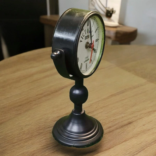 Sold By R R Global Exports Table Colck  - H.9.5'' L.6.5'' Base. 4'', Black, Iron