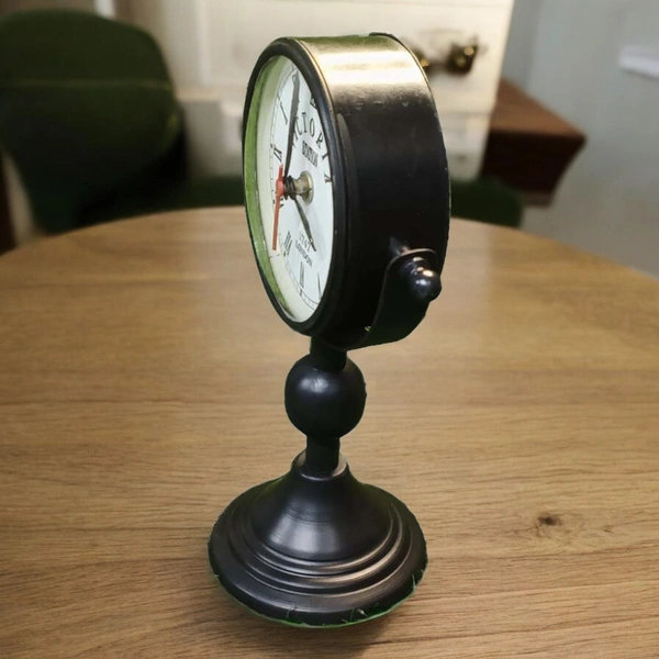 Sold By R R Global Exports Table Colck  - H.9.5'' L.6.5'' Base. 4'', Black, Iron