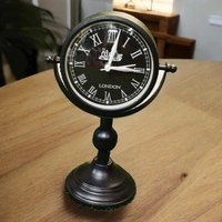 Sold By R R Global Exports Table Clock For Home Decor - H.11'' L.7.5'' Base. 4.5'', Black, Iron