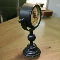 Sold By R R Global Exports Table Clock For Home Decor  - H.7.2'' L.5.5'' Base. 3'', Black, Iron