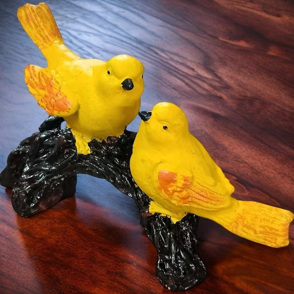 Sold By R R Global Exports Birds Sitting on Branch of Tree For Home Decor Statue - L.8.5'' H.5'' B.2'', Yellow, Polyresin