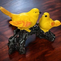 Sold By R R Global Exports Birds Sitting on Branch of Tree For Home Decor Statue - L.8.5'' H.5'' B.2'', Yellow, Polyresin