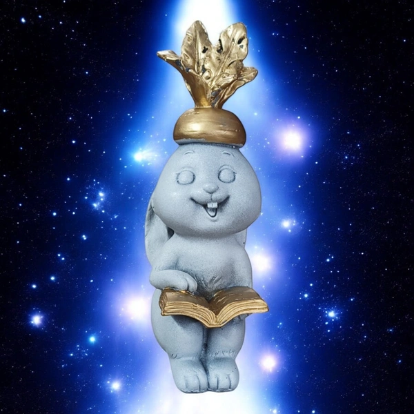 Sold By R R Global Exports Rabbit With Book - H.7'' L.3.5'' B.1.5'', Gray, Polyresin