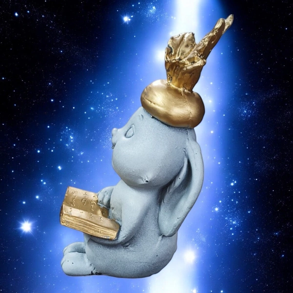 Sold By R R Global Exports Rabbit With Book - H.7'' L.3.5'' B.1.5'', Gray, Polyresin