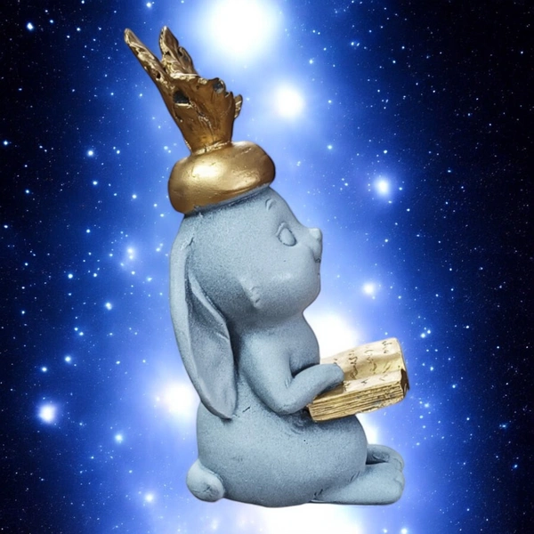 Sold By R R Global Exports Rabbit With Book - H.7'' L.3.5'' B.1.5'', Gray, Polyresin
