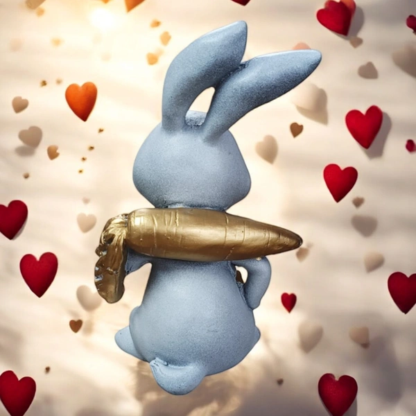 Sold By R R Global Exports Rabbit Showpiece for Home Decor, Rabbit for Gift, Rabbit Showpiece for Living Room - H.7'' L.4'' B.3'', Gray, Polyresin
