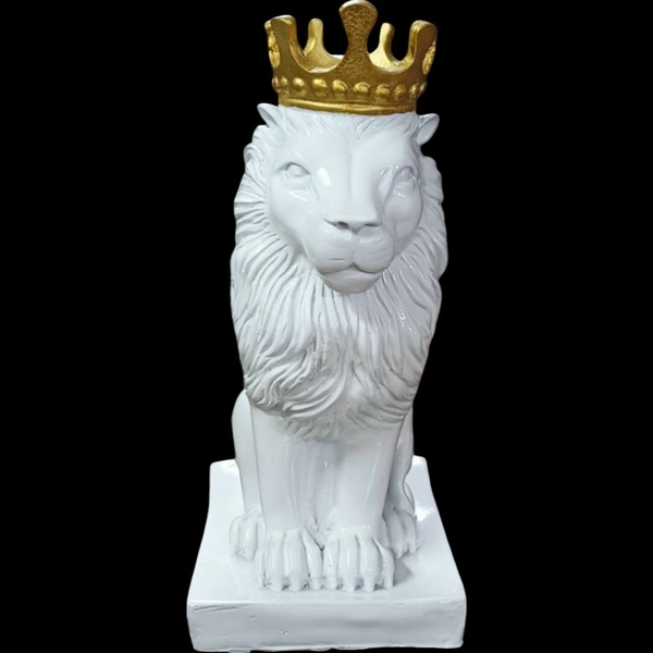 Sold By R R Global Exports Lion Sculpture Table Accents White - H.12'' L.5'' B.7'', White, Polyresin