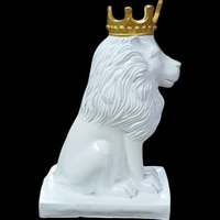 Sold By R R Global Exports Lion Sculpture Table Accents White - H.12'' L.5'' B.7'', White, Polyresin