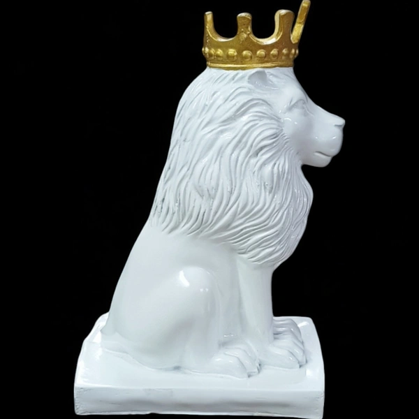 Sold By R R Global Exports Lion Sculpture Table Accents White - H.12'' L.5'' B.7'', White, Polyresin