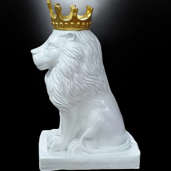 Sold By R R Global Exports Lion Sculpture Table Accents White - H.12'' L.5'' B.7'', White, Polyresin