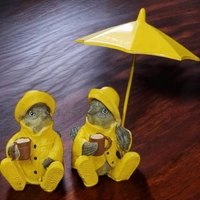 Sold By R R Global Exports Birds Pair with Umbrella - H.3'' L.3.5'' B.1.5'', Yellow, Polyresin