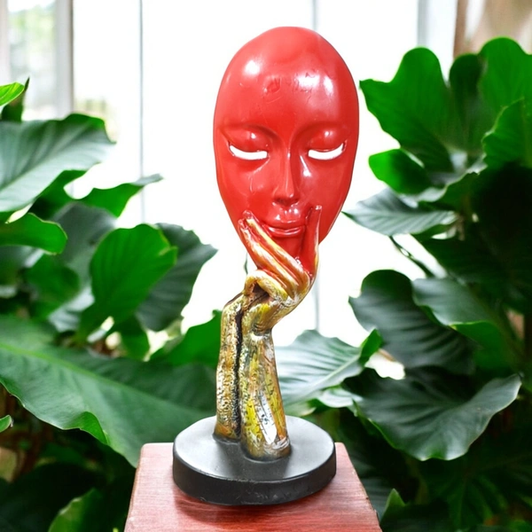 Sold By R R Global Exports Lady Face Foe Home Decor - H.10.5'' B.4'', Red, Polyresin